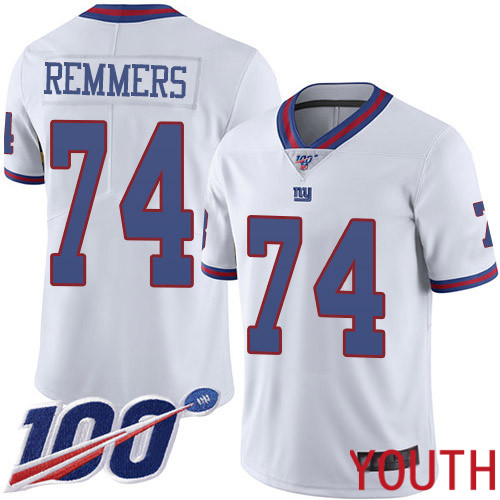 Youth New York Giants #74 Mike Remmers Limited White Rush Vapor Untouchable 100th Season Football NFL Jersey->youth nfl jersey->Youth Jersey